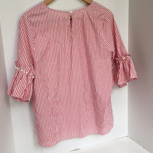 Jennifer and grace striped top ruffle sleeve large - Picture 4 of 6